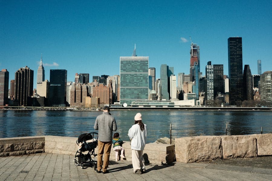 A family exploring a new city together