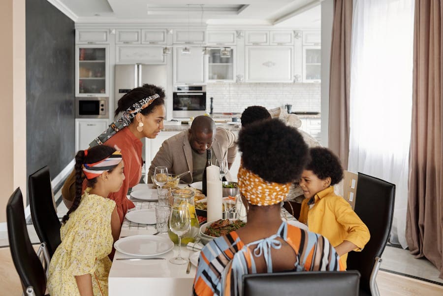A family sharing a meal together