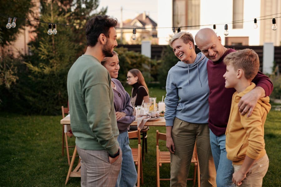 Relatives laughing together at a gathering