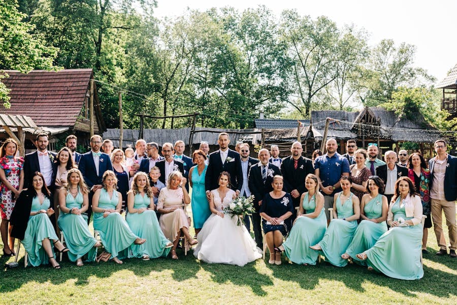 Wedding guests celebrating together