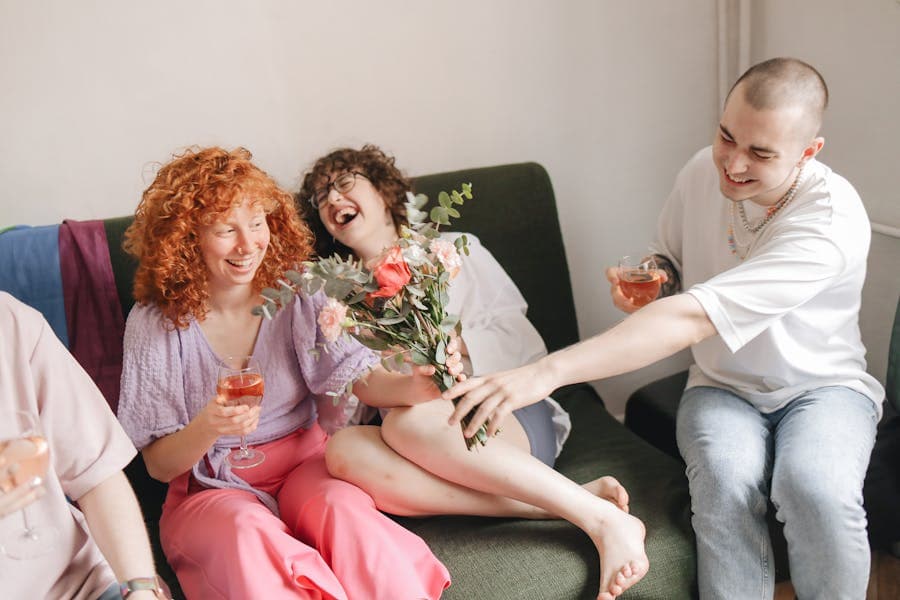 A group of friends laughing together