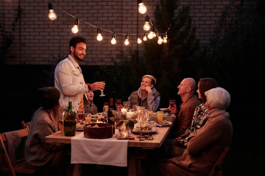 Friends gathered around a table